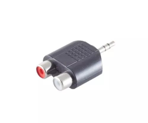 DINIC audio adapter 3.5mm jack plug to 2x cinch socket, black, DINIC box